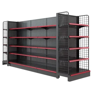 Cold Rolled Steel Multi Layer Adjustable Display Racks Wheels for Supermarkets Convenience Stores Two Sided Counters