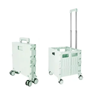Collapsible Large Portable 4-Wheel Steel Folding Shopping Cart Trolley with Lid 25-35 KG Load Capacity Customized Colors