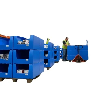 Collapsible Stackable Front Open Picking Bin Corrugated Plastic Hollow Board Clothing Sorting Bin For Apparel Warehouse
