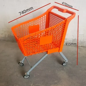 Colorful 80 Liters Unfolding Plastic Supermarket Shopping Cart Trolley