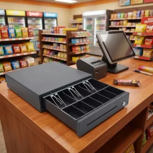 Commercial 335mm 3 Bill 6 Grid Durable Cash Drawer Box RJ11 Interface 3 Position Lock for Convenience Store Restaurant POS