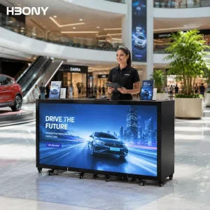 Commercial Advertising LED Display Screen Front Desk Counter Foldable Portable DJ Booth with Wheels