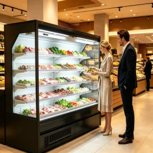 Commercial Air Curtain Cabinet Supermarket Open Chiller Multideck Display Refrigerator for Fruit Vegetable Beverage