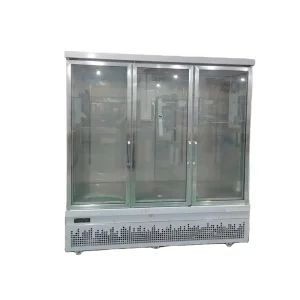 Commercial Compact Three Glass Door French Door Upright Display Refrigerator Bottom Compressor for Supermarket Store Cooling