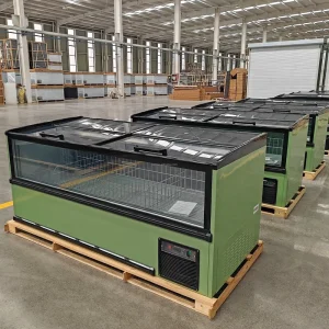Commercial Display Freezer Supermarket Automatic Defogging Freezer for Seafood Meat Ice Cream