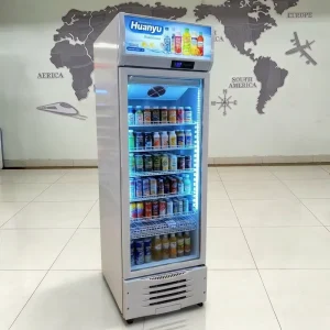 Commercial Display Refrigerator Upright Beverage Cooler Fan Cooling Drink Display Fridge with Light Box for Supermarket