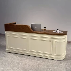 Commercial Eco Friendly Durable Wooden Cashier Counter Varnished Finish Customizable Dimensions for Retail Stores Coffee Shops