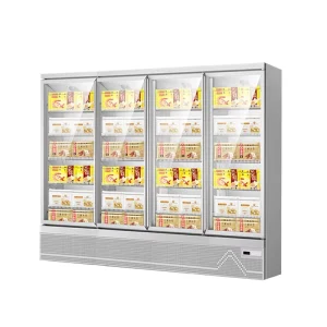 Commercial Four Door Refrigerator Glass Display Showcase Supermarket Multideck Ice Cream Freezer