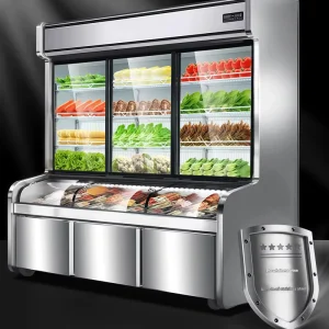Commercial Freezer Showcase Fruit Vegetable Merchandising Drinks Chiller Supermarket Fridge