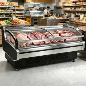 Commercial Fresh Meat Refrigerated Display Cabinet Supermarket Fresh Food Freezer Commercial Display Fridges Meat Refrigerator