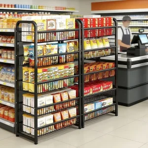 Commercial Lightweight Metal Supermarket Shelves Display Stand Retail Snack Storage Rack for Snacks Supermarket Use