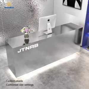 Commercial Modern Minimalist Stainless Steel Front Reception Desk Bar Table Cashier Counter Hair Salon Restaurant Gym Clothing