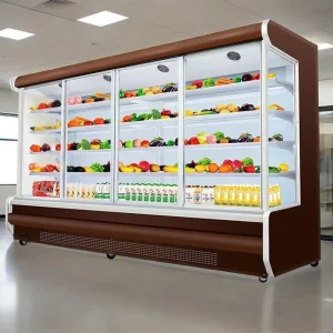 Commercial Open Upright Display Refrigerator Multideck Open Chiller for Vegetables Beverages Milk Supermarket Cooling Use