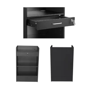 Commercial RTA Laminated Board Durable Eco Friendly Checkout Counter with Drawer Retail Store Cash Desk