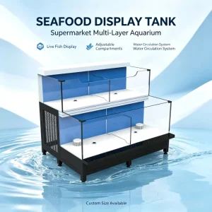 Commercial Restaurant Supermarket Glass Display Tank Multi Function Fish Tank