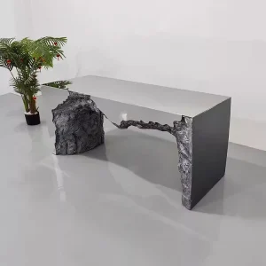 Commercial Stainless Steel Reception Desk Counter Heavy Duty Customizable Dimensions Solid Back Cubical Design for Art Galleries