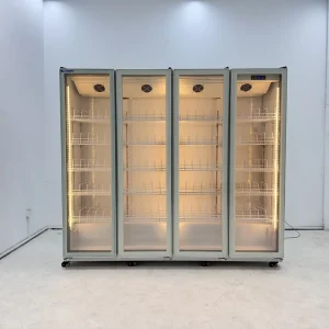 Commercial Supermarket Display Cooler Refrigerator Freezer with Beverage Cold Drink Glass Door Single Temperature Air Cooling