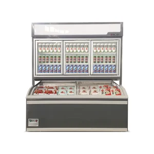 Commercial Supermarket Single Temperature Combined Glass Showcase Fridge Air Cooling Freezer Chiller 3 Doors Automatic Store