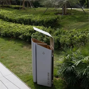 Commercial Trash Can with Ashtray Elevator Entrance Hotel Lobby Real Estate Development Large Stainless Steel Shopping Mall