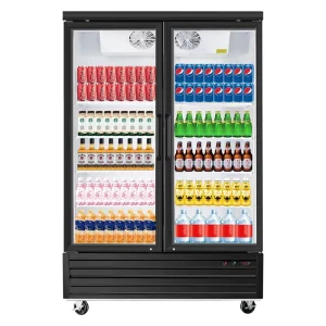 Commercial Upright Cooler Double Doors Cold Drink Display Fridge Vertical Refrigerator Supermarket Convenience Store Freezer