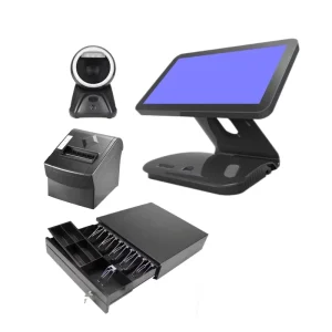 Complete POS System and Cash Register Set with Printer Scanner Cash Drawer for Supermarket Retail Restaurant