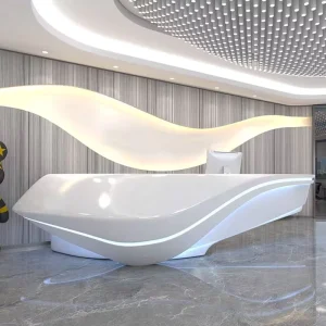 Contemporary White Lacquer Reception Desk Minimalist Office Front Desk Beauty Salon Cashier Counter Hotel Bar Table Furniture