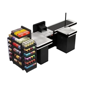 Convenience Grocery Store Beside Cashier 3 Sided Metal Rack Gondola Display Shelf For Supermarket Checkout Counter