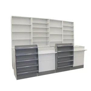 Convenience Store Cashier Counter Wooden Stainless Steel Quick Checkout