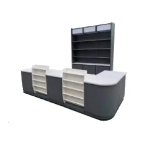 Convenience Store Cashier Desk Grocery Steel Wooden Retail Shop Checkout Counters