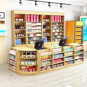 Convenience Store Commercial Front Desk for Bars Small Corner Counters Integrated Cashier Cigarette Liquor Cabinet for Reception