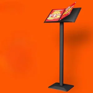 Convenience Store Counter Banner Stand Metal Advertising Frame Stand with Menu Display for Exhibition Store Promotion