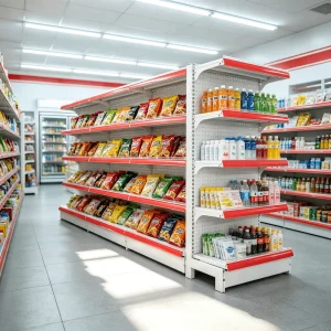 Convenience Store Gondola Shelving System Metal Supermarket Display Rack Adjustable Retail Store Shelf