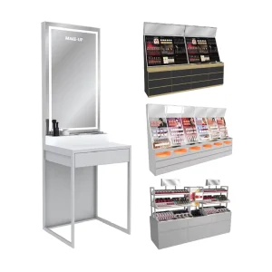 Cosmetic Transparent Cabinet Makeup Store Fixtures High End Stores Cosmetic Shop Furniture for Display Design