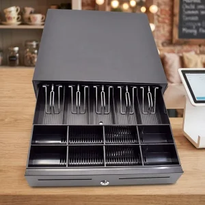 Create C410-58E 410MM Plastic POS Cash Register Cash Box 5 Bill 8 Coin Trays Lockable Cash Drawer Cheque Option for Supermarket