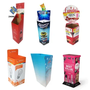 Creative Custom Logo Advertising Corrugated Cardboard Pharmacy Dump Bin with Kraft Paper and Offset Printing