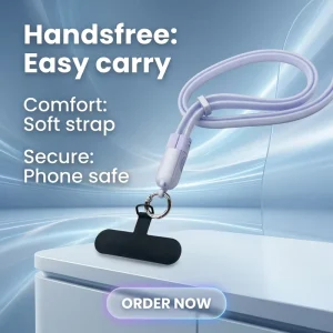 Crossbody Lanyard 60W USB C to USB C Cable Cell Phone Chain Anti Theft Crossbody Strap Smartphone Neck Holder for Women