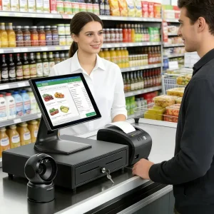Custom 15.6 Inch Pos Terminal System Retail Cash Register With Cashier Printer for Restaurant Supermarket Cash Register Machine