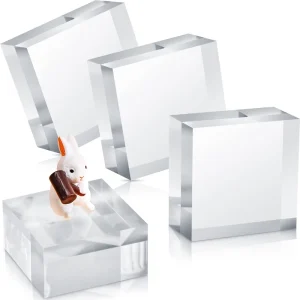 Custom 2 X 1Inches Clear Polished Cube Jewelry Stand Ring Showcase Holder Base Acrylic Square Display Block
