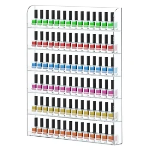 Custom 20×24 Inch Clear Acrylic Nail Polish Wall Rack 1 Pack Holds 120 Bottles 6 Rows Wall Mounted Organizer Acrylic Stand