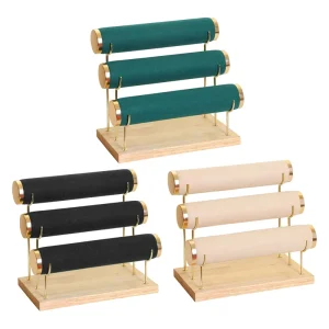 Custom 3 Tier Jewelry Display Organizer Stand Holder Metal Velvet Bracelet Chain Watch Display Stand for Retail Store