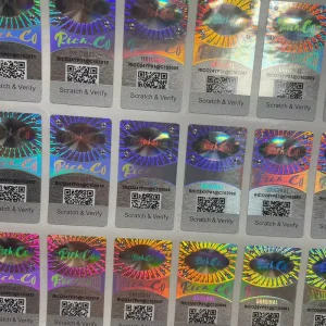 Custom 3D Laser Holographic Anti-Counterfeiting Scratch off Barcode Label QR Code Serial Number Holographic Security Sticker