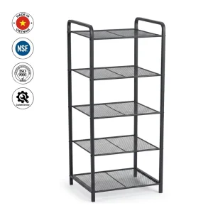 Custom 5 Tier Black Wire Shelving Unit With X brace Heavy Duty Anti Sway Storage Rack For Supermarket Warehouse Industrial