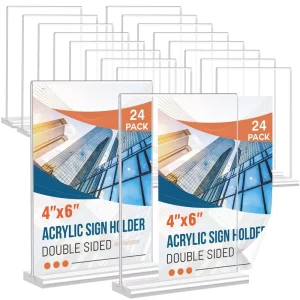 Custom A4 A5 A6 8.5*11 Clear Acrylic T Shaped Sign Holder Menu Stand Plastic Card Display Two Face Card Display Stand