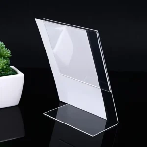 Custom A4 A5 A6 Clear Acrylic 8.5 X 11 L Shaped Sign Holder Display Stand Table Menu Easy Assembly for Home Office Retail Show