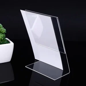 Custom A4 A5 A6 Clear Acrylic 8.5 X 11 L Shaped Sign Holder Display Stand Table Menu Easy Assembly for Office Retail Show