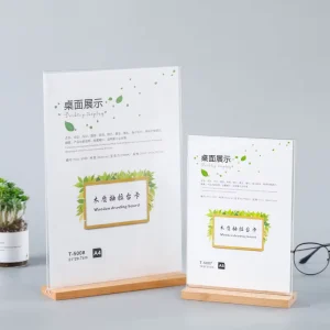 Custom A5 T Shape Wedding Advertising Octagonal Pull Out Clear Acrylic Water Resistant Indoor Use Sign Display Racks