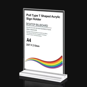 Custom A6 A5 A4T Shape Acrylic Sign Holder Size Acrylic Table Menu Holder for Desktop for Office Hotel Store Acrylic Sign Holder