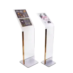 Custom Acrylic A3 A4 Brochure Holder Floor Standing Poster Sign Rack Showroom Brochure Display Rack