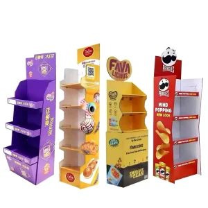 Custom Acrylic Corrugated Flat Portable Floor Display Stand Recyclable Advertising Retail POS Shelf Display Rack