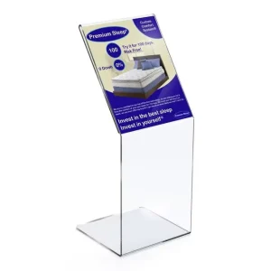 Custom Acrylic Mattress Ticket Holder Floor Acrylic Poster Display Stand Clear Mattress Sign Holder Displays